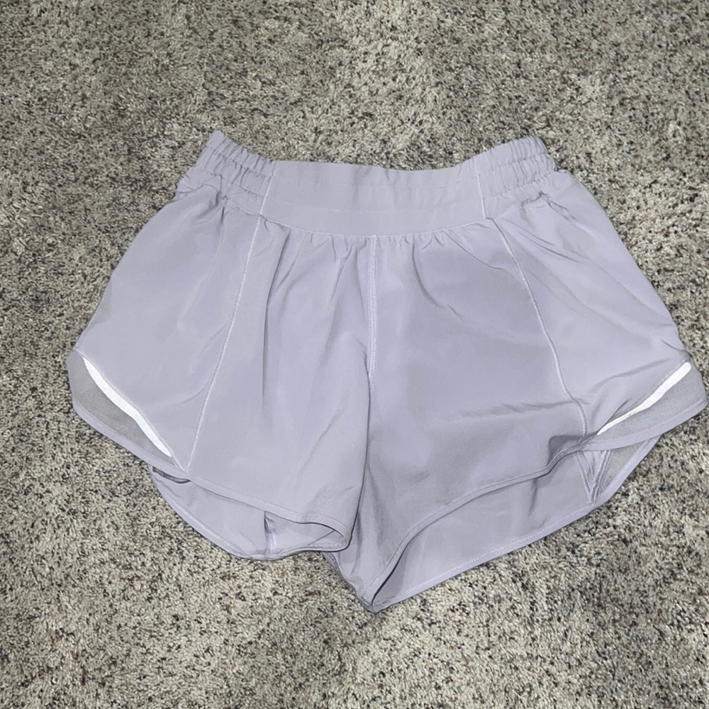 Lululemon shorts size 6, 4 inch, light purple. In good shape.